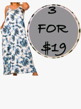 3/$19 Zenana Outfitters tie dye maxi dress